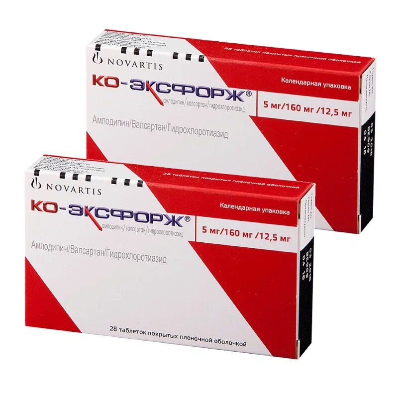 Купить Набор 2 уп. Ко-Эксфорж 5мг+160мг+12,5мг 28 шт