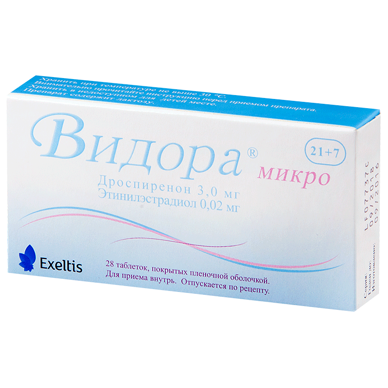 Купить Видора Микро 3 мг + 0,02 мг 21 + 7 шт таблетки покрытые пленочной оболочкой