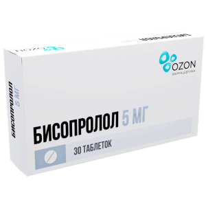 Купить: Бисопролол 5 мг 30 шт таблетки покрытые пленочной оболочкой