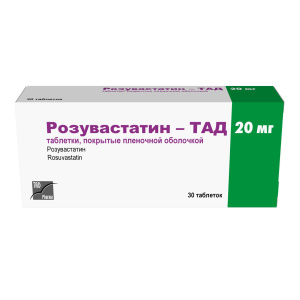 Купить: Розувастатин-Тад 20 мг 30 шт таблетки покрытые пленочной оболочкой