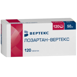 Купить: Лозартан Вертекс 50 мг 120 шт таблетки покрытые пленочной оболочкой