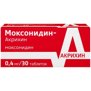 Купить Моксонидин-Акрихин 400 мкг 30 шт таблетки покрытые пленочной оболочкой