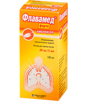 Купить: Флавамед 15 мг/5 мл 100 мл раствор для приема внутрь