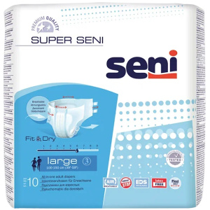 Купить: Seni Super подгузники 10 шт размер L 6 капель