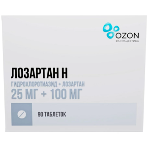 Купить: Лозартан Н таб ппо 25мг+100мг №90