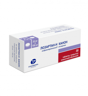 Купить: Лозартан-Н Канон 25 мг + 100 мг 30 шт таблетки покрытые пленочной оболочкой