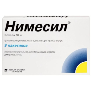 Купить: Нимесил 100 мг 9 шт гранулы для приготовления суспензии для приема внутрь пакет