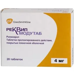 Купить Реквип Модутаб 4 мг 28 шт таблетки с пролонгированным высвобождением покрытые пленочной оболочкой