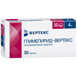 Купить: Глимепирид-Вертекс таблетки 4мг №30