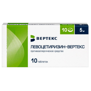 Купить: Левоцетиризин-Вертекс 5 мг 10 шт таблетки покрытые пленочной оболочкой