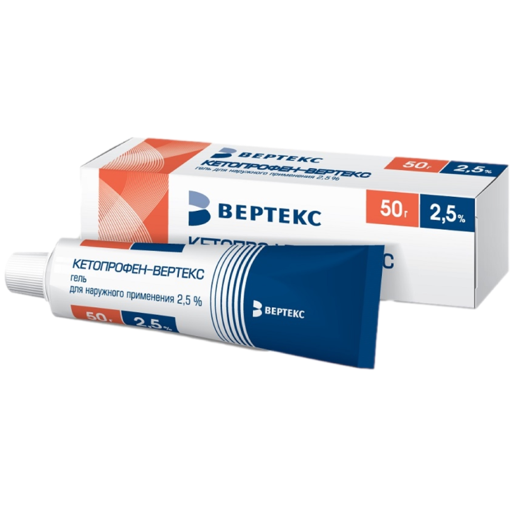 Купить Кетопрофен-Вертекс 2,5% 50 г гель для наружного применения