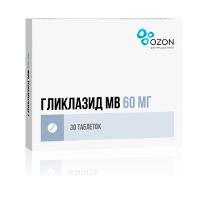 Купить: Гликлазид-МВ 60 мг 30 шт таблетки с модифицированным высвобождением