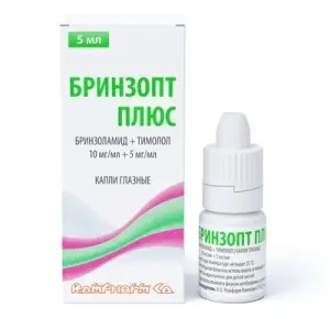 Купить Бринзопт плюс 0,01 мг/мл + 0,005 мг 5 мл капли глазные