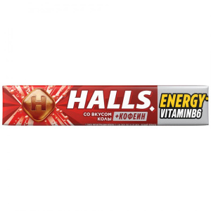 Купить: Halls 25 г карамель леденцовая с кофеином и витамином B6 со вкусом колы