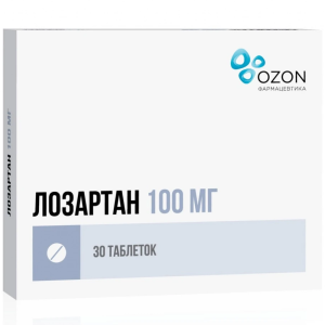 Купить: Лозартан 100 мг 30 шт таблетки покрытые пленочной оболочкой