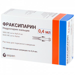 Купить Фраксипарин 9500 МЕ анти-Ха/мл 0,4 мл 10 шт раствор для подкожного введения шприц