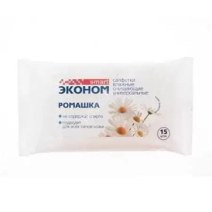 Купить: Эконом smart 15 шт салфетки влажные очищающие универсальные ромашка