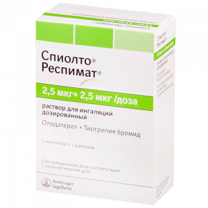 Купить: Спиолто Респимат 2.5 мкг+2.5 мкг/доза картридж 4 мл раствор для ингаляций