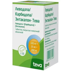 Купить: Леводопа/Карбидопа/Энтакапон-Тева 100мг+25мг+200мг таб ппо №30