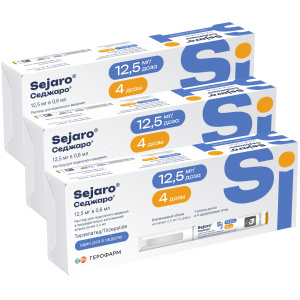 Купить: Набор 3 уп. Седжаро 12,5 мг/доз 2,4 мл 1 шприц-ручка + 4 иглы