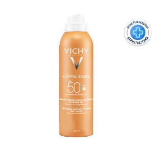 Купить: Vichy Capital Soleil SPF 50+ 200 мл спрей-вуаль увлажняющий