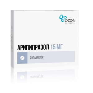 Купить: Арипипразол 15 мг 30 шт таблетки