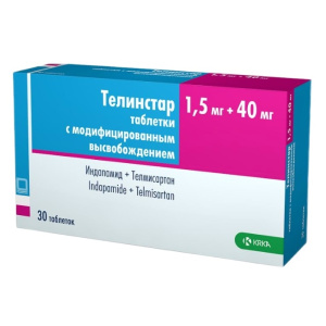 Купить: Телинстар 1,5 мг + 40 мг 30 шт таблетки с модифицированным высвобождением