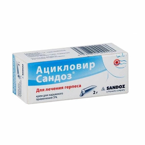 Купить: Ацикловир-Сандоз крем д/наруж примен 5% 2г