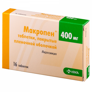 Купить: Макропен 400 мг 16 шт таблетки покрытые пленочной оболочкой