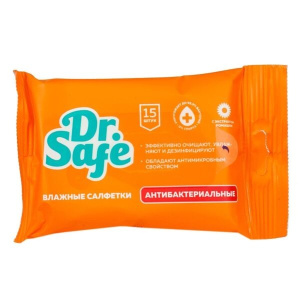 Купить: Dr.Safe 15 шт салфетки влажные антибактериальные с экстрактом ромашки