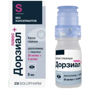 Купить Дорзиал Плюс 20 мг/мл + 5 мг/мл 5 мл капли глазные флакон