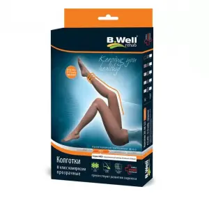 Купить B.Well колготки компрессионные 2 класс размер 2 Артикул JW-321 натуральные 22–32 мм рт. ст.