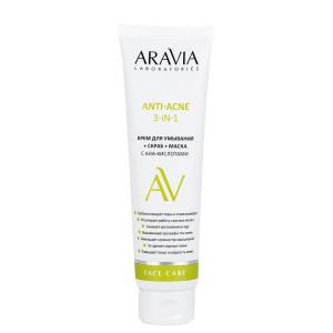 Купить ARAVIA Laboratories Крем для умывания + скраб + маска с АНА-кислотами Anti-acne 3-in-1, 100 мл