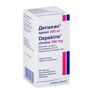 Купить Депакин Хроно 500 мг 30 шт таблетки пролонгированного действия покрытые оболочкой