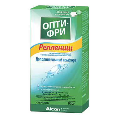 Купить Опти-Фри Реплениш 90 мл раствор для контактных линз + контейнер