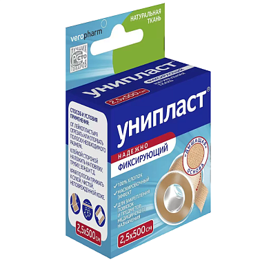 Купить Унипласт 2,5 см X 500 см пластырь катушка тканевая основа