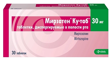 Купить Мирзатен Ку-таб 30 мг 30 шт таблетки диспергируемые в полости рта 