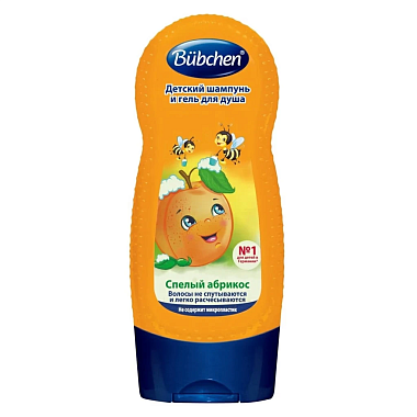 Купить Bubchen 230 мл шампунь детский и гель для душа 2в1 спелый абрикос