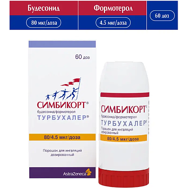 Купить Симбикорт Турбухалер 80 мкг + 4,5 мкг 60 доз порошок для ингаляций дозированный