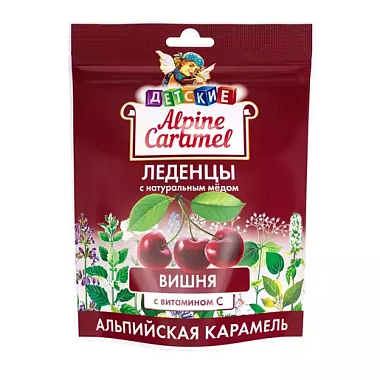 Купить Alpine Caramel 75г Альпийская карамель леденцы для детей с натуральным медом и витамином С вишня