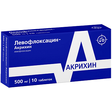 Купить Левофлоксацин-Акрихин 500 мг 10 шт таблетки покрытые пленочной оболочкой