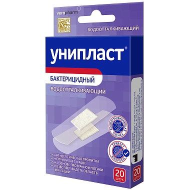Купить Унипласт 1,9 см X 7,2 см 20 шт пластырь бактерицидный прозрачный