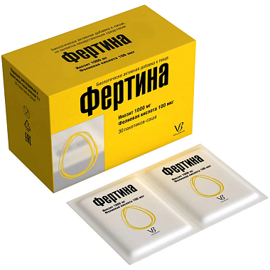 Купить Фертина Инозит 1000 мг Фолиевая кислота 100 мкг 3 г 30 шт порошок саше