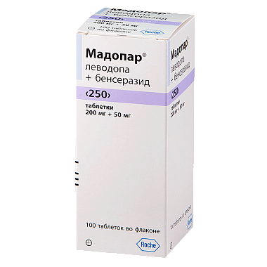 Купить Мадопар 250 200 мг + 50 мг 100 шт таблетки