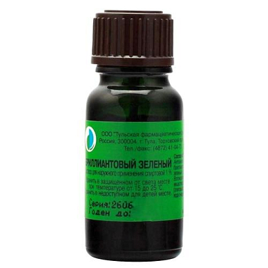 Купить Бриллиантовый Зеленый 1% 10 мл раствор спиртовой для наружного применения флакон с крышкой-помазком