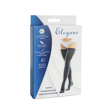 Купить Интекс чулки 2 класс компрессии размер M черные элеганс рост 2