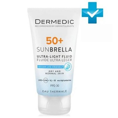 Купить Dermedic санбрелла 40 мл ультра-легкий флюид SPF-50+ для сухой и нормальной кожи