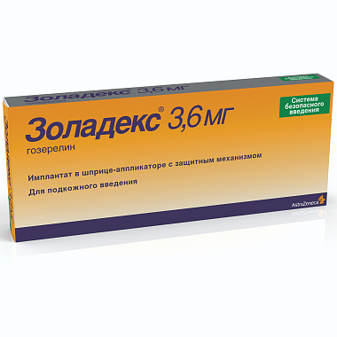 Купить Золадекс 3,6 мг 1 шт имплантат в шприце-аппликаторе с защитным механизмом для подкожного введения