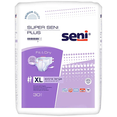 Купить Seni Super Plus подгузники 30 шт размер XL 7 капель