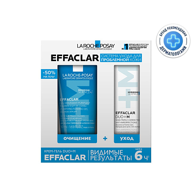 Купить La Roche-Posay Effaclar набор Duo+M 40 мл крем + 200 мл гель очищающий